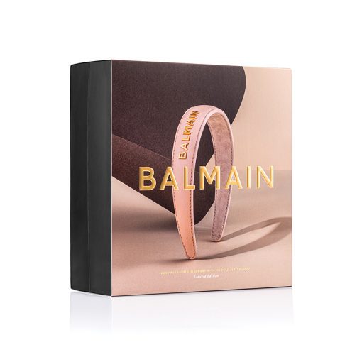 BALMAIN HAIR Leather Headband Pink Golden Logo, L size - Image 3