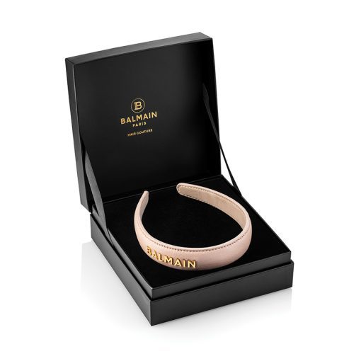 BALMAIN HAIR Leather Headband Pink Golden Logo, L size - Image 2