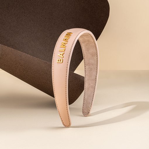 BALMAIN HAIR Leather Headband Pink Golden Logo, L size - Image 4
