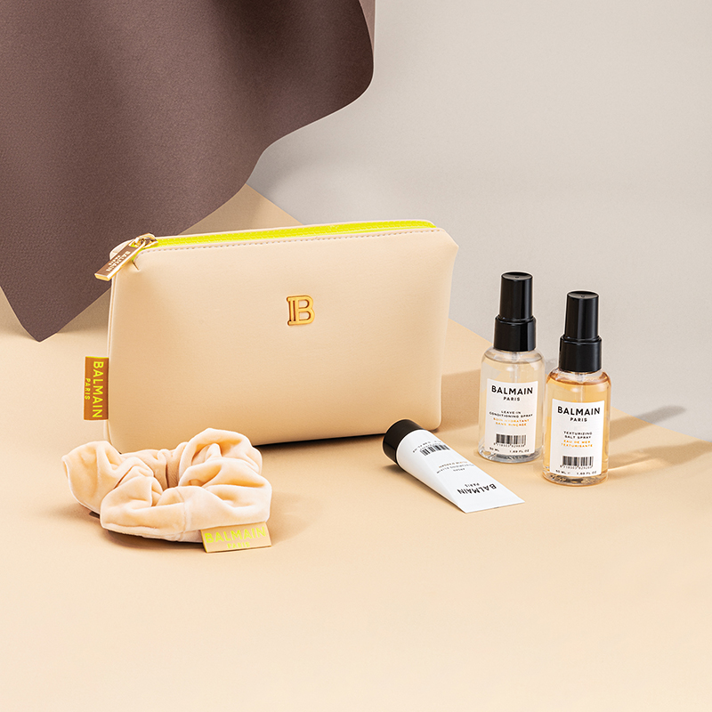 BALMAIN HAIR Cosmetic Bag Light Brown SS22 - Image 3