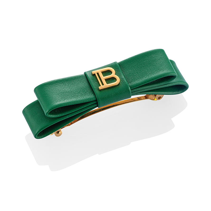 BALMAIN HAIR Barrette Bow Gold & Green