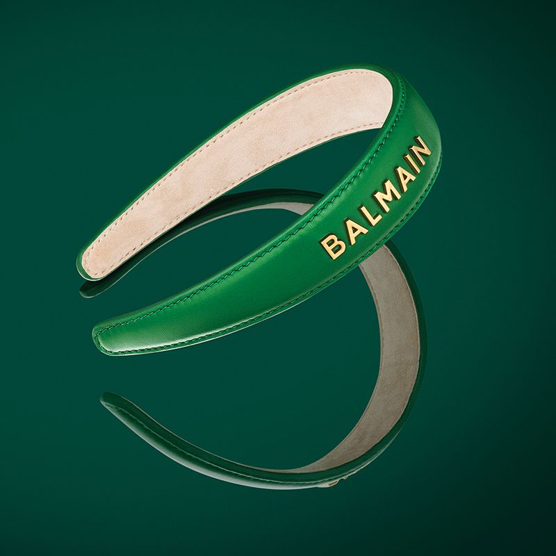 BALMAIN HAIR Leather Headband Gold & Green 18 karat - Image 4