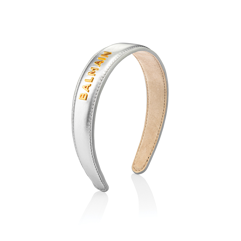 BALMAIN HAIR Leather Headband Silver, L