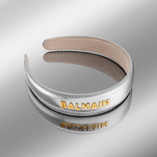 BALMAIN HAIR Leather Headband Silver, L - Image 2