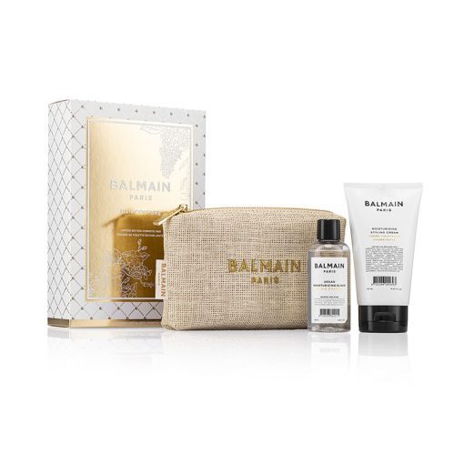 BALMAIN HAIR Raffia Cosmetic Bag with 2 products