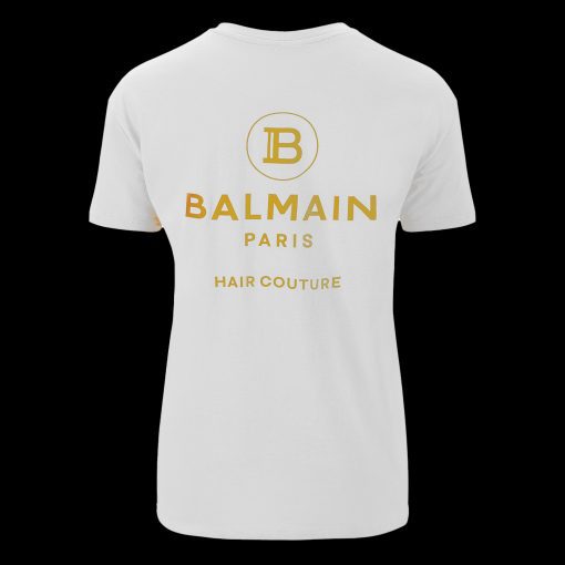 BALMAIN HAIR T-shirt BALMAIN logo white gold, M size - Image 2