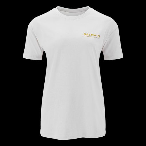 BALMAIN HAIR T-shirt BALMAIN logo white gold, M size