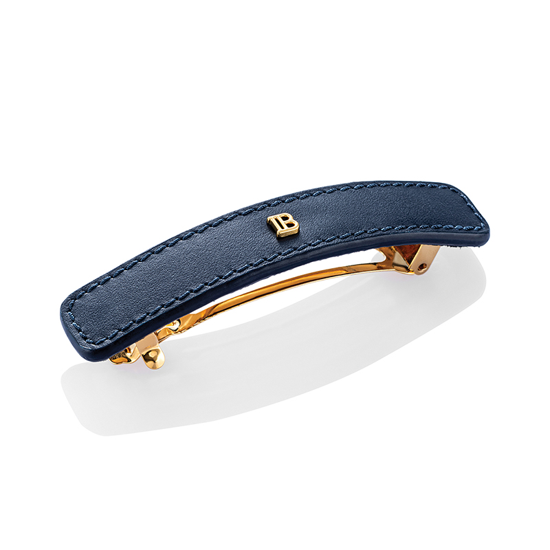 BALMAIN HAIR Muse de la Féte - Leather Barrette Cosmic Sapphire Large Limited Edition