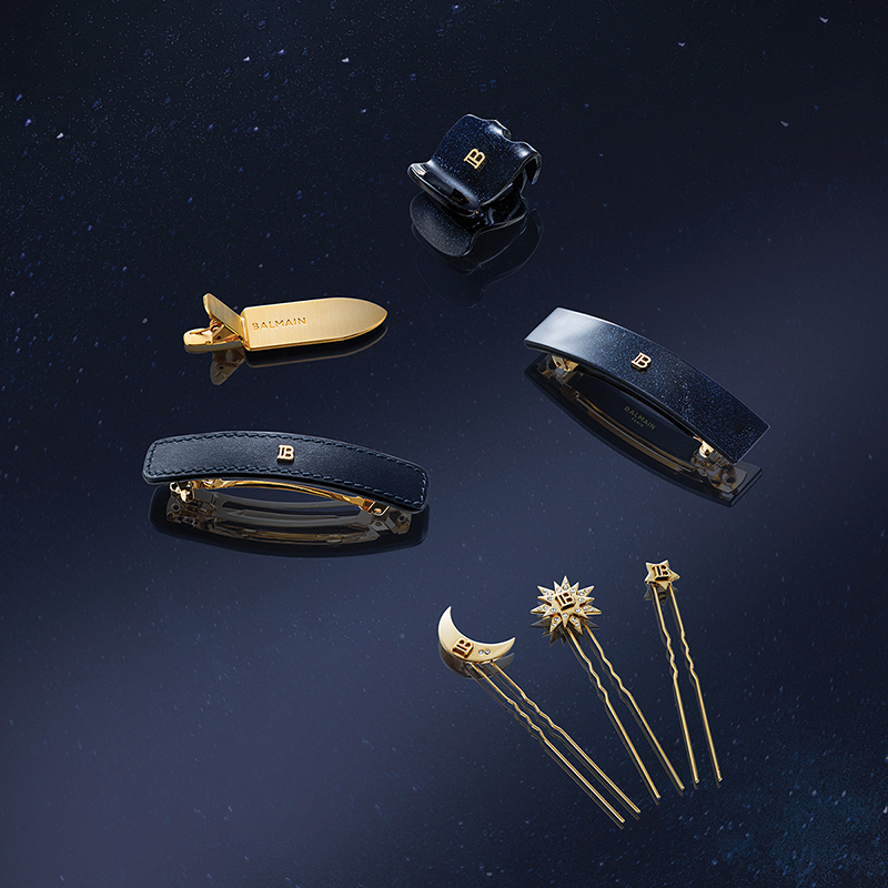BALMAIN HAIR Muse de la Féte - Leather Barrette Cosmic Sapphire Large Limited Edition - Image 4