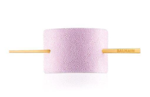 BALMAIN HAIR Pink Crystal Hair Barrette Gold plated hair pin
