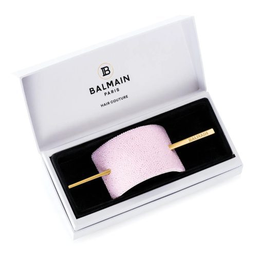 BALMAIN HAIR Pink Crystal Hair Barrette Gold plated hair pin - Image 2